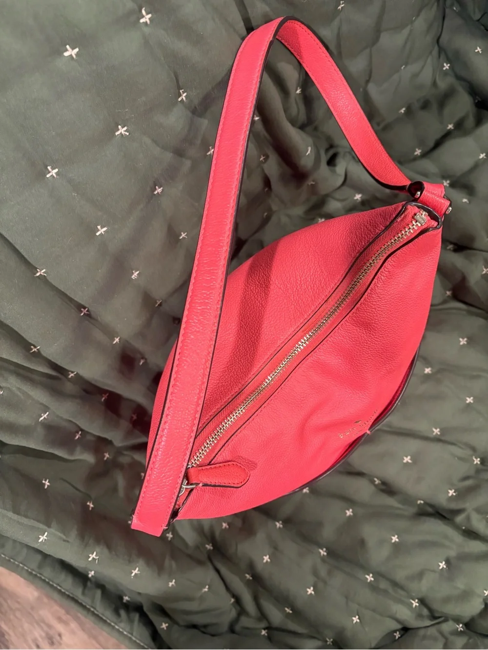 kate spade coral Leather Shoulder Hobo Bag